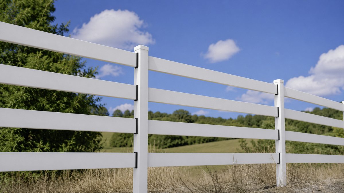 Kuptz 4-rail white steel fence